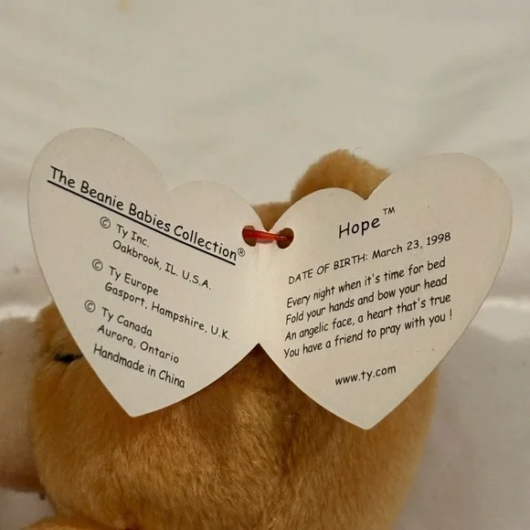 Ultra Rare TY Beanie Baby ~ Hope The Prayer Bear #4213 Tag Errors 1999 Retired! - Picture 8 of 9